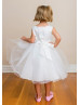 Beaded Multi Pink Lace Tulle Embroidery Flower Girl Dress